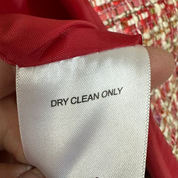 Women's NWT Alfred Dunner Pink Red Tweed Open Front Blazer Jacket Lined Size 20 - Picture 7 of 8